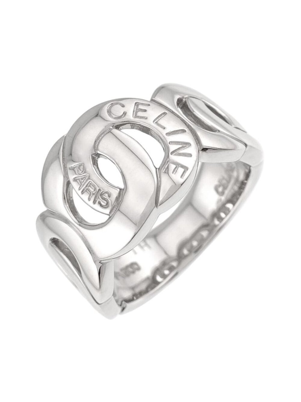 Celine Logo Ring Pt Platinum